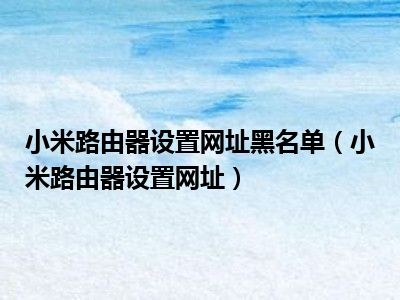 小米路由器设置网址黑名单（小米路由器设置网址）