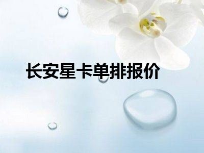 长安星卡单排报价