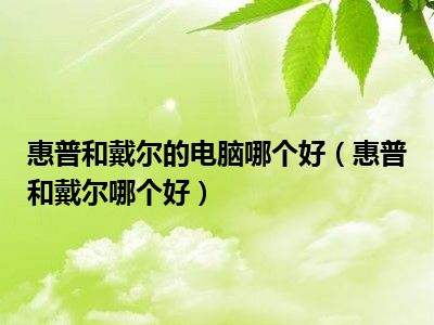 惠普和戴尔的电脑哪个好（惠普和戴尔哪个好）