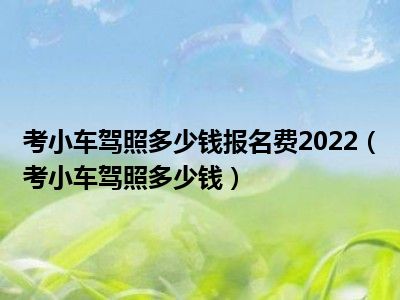 考小车驾照多少钱报名费2022（考小车驾照多少钱）