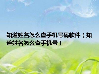 知道姓名怎么查手机号码软件（知道姓名怎么查手机号）