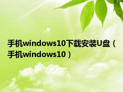 手机windows10下载安装U盘（手机windows10）