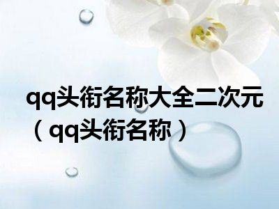 qq头衔名称大全二次元（qq头衔名称）
