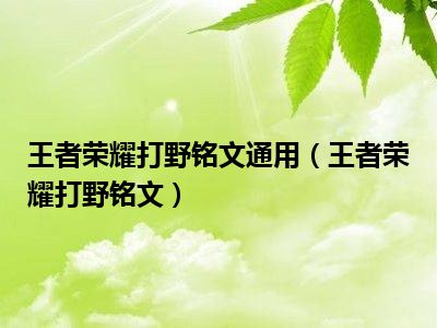 王者荣耀打野铭文通用（王者荣耀打野铭文）