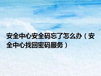 安全中心安全码忘了怎么办（安全中心找回密码服务）