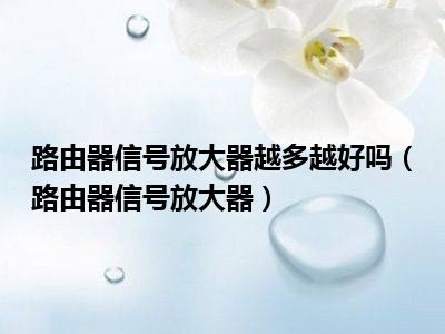 路由器信号放大器越多越好吗（路由器信号放大器）