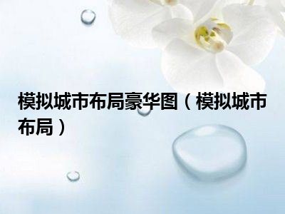 模拟城市布局豪华图（模拟城市布局）