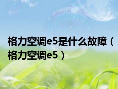 格力空调e5是什么故障（格力空调e5）