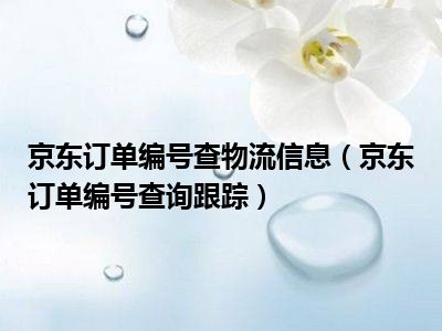 京东订单编号查物流信息（京东订单编号查询跟踪）