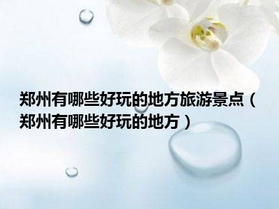 郑州有哪些好玩的地方旅游景点（郑州有哪些好玩的地方）