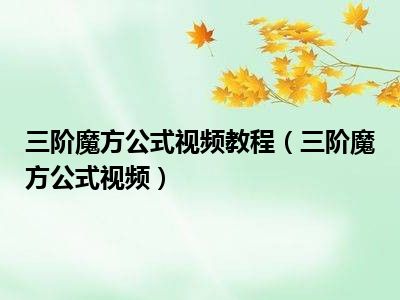 三阶魔方公式视频教程（三阶魔方公式视频）
