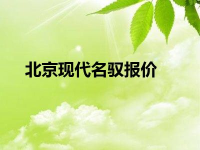 北京现代名驭报价