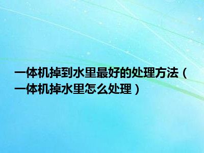 一体机掉到水里最好的处理方法（一体机掉水里怎么处理）