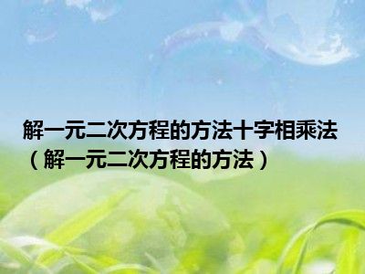 解一元二次方程的方法十字相乘法（解一元二次方程的方法）