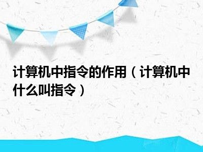 计算机中指令的作用（计算机中什么叫指令）