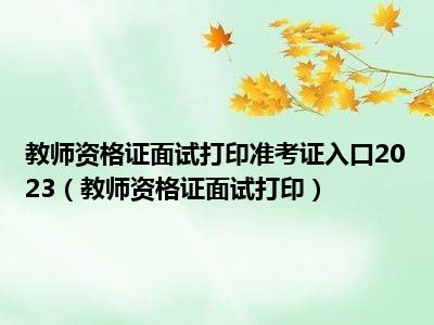 教师资格证面试打印准考证入口2023（教师资格证面试打印）