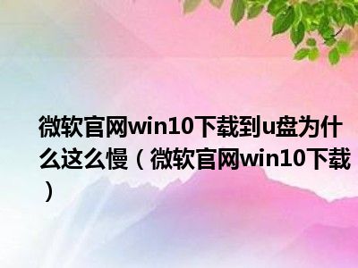 微软官网win10下载到u盘为什么这么慢（微软官网win10下载）