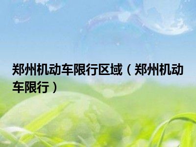 郑州机动车限行区域（郑州机动车限行）