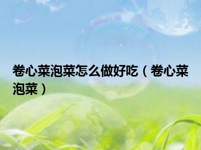 卷心菜泡菜怎么做好吃（卷心菜泡菜）