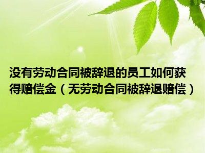 没有劳动合同被辞退的员工如何获得赔偿金（无劳动合同被辞退赔偿）