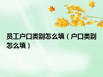 员工户口类别怎么填（户口类别怎么填）