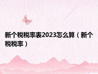 新个税税率表2023怎么算（新个税税率）