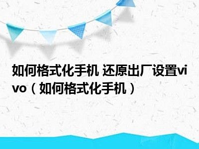 如何格式化手机 还原出厂设置vivo（如何格式化手机）