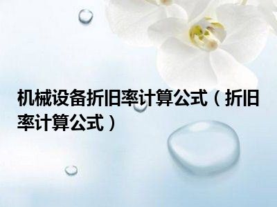 机械设备折旧率计算公式（折旧率计算公式）