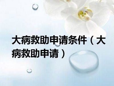 大病救助申请条件（大病救助申请）