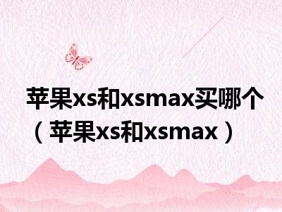 苹果xs和xsmax买哪个（苹果xs和xsmax）