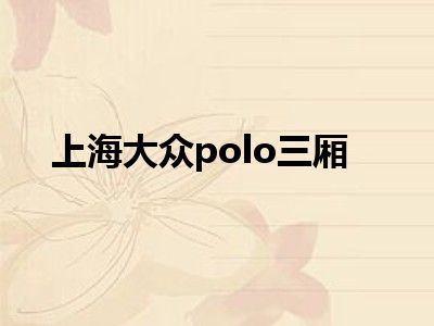 上海大众polo三厢