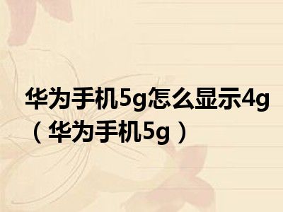 华为手机5g怎么显示4g（华为手机5g）