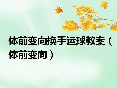 体前变向换手运球教案（体前变向）