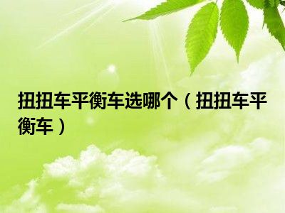 扭扭车平衡车选哪个（扭扭车平衡车）