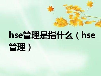 hse管理是指什么（hse管理）