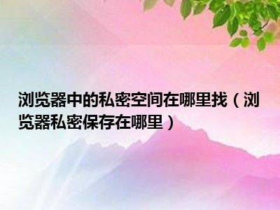 浏览器中的私密空间在哪里找（浏览器私密保存在哪里）