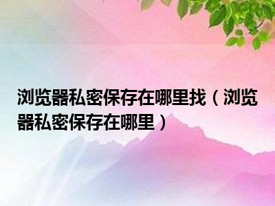 浏览器私密保存在哪里找（浏览器私密保存在哪里）