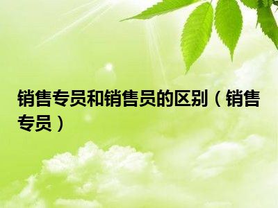 销售专员和销售员的区别（销售专员）