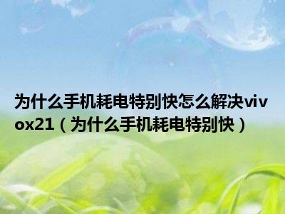 为什么手机耗电特别快怎么解决vivox21（为什么手机耗电特别快）
