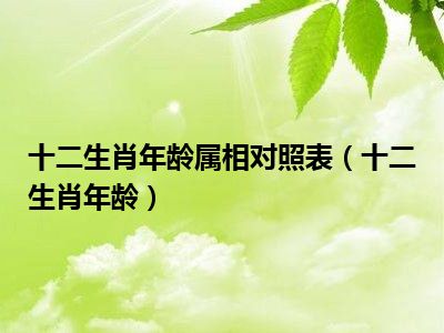 十二生肖年龄属相对照表（十二生肖年龄）
