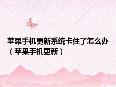 苹果手机更新系统卡住了怎么办（苹果手机更新）