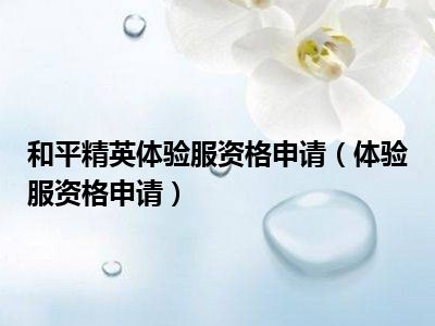 和平精英体验服资格申请（体验服资格申请）