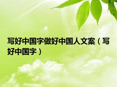 写好中国字做好中国人文案（写好中国字）