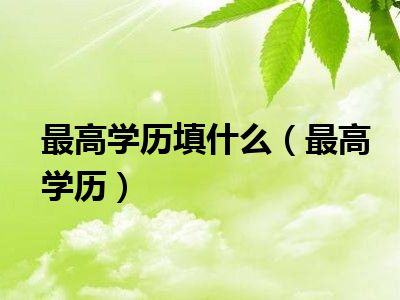 最高学历填什么（最高学历）
