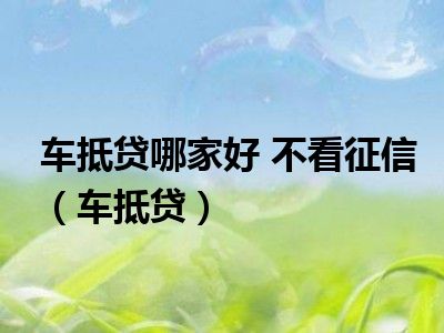 车抵贷哪家好 不看征信（车抵贷）