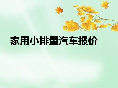 家用小排量汽车报价
