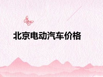 北京电动汽车价格