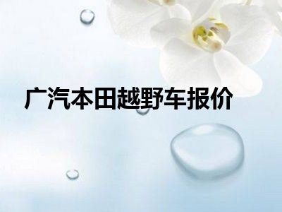 广汽本田越野车报价