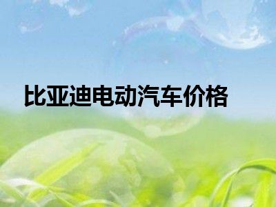 比亚迪电动汽车价格
