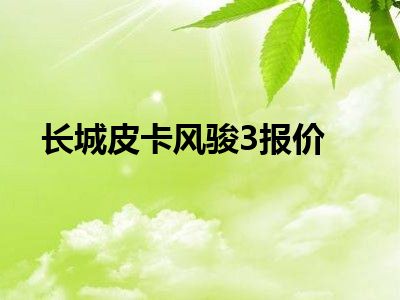 长城皮卡风骏3报价